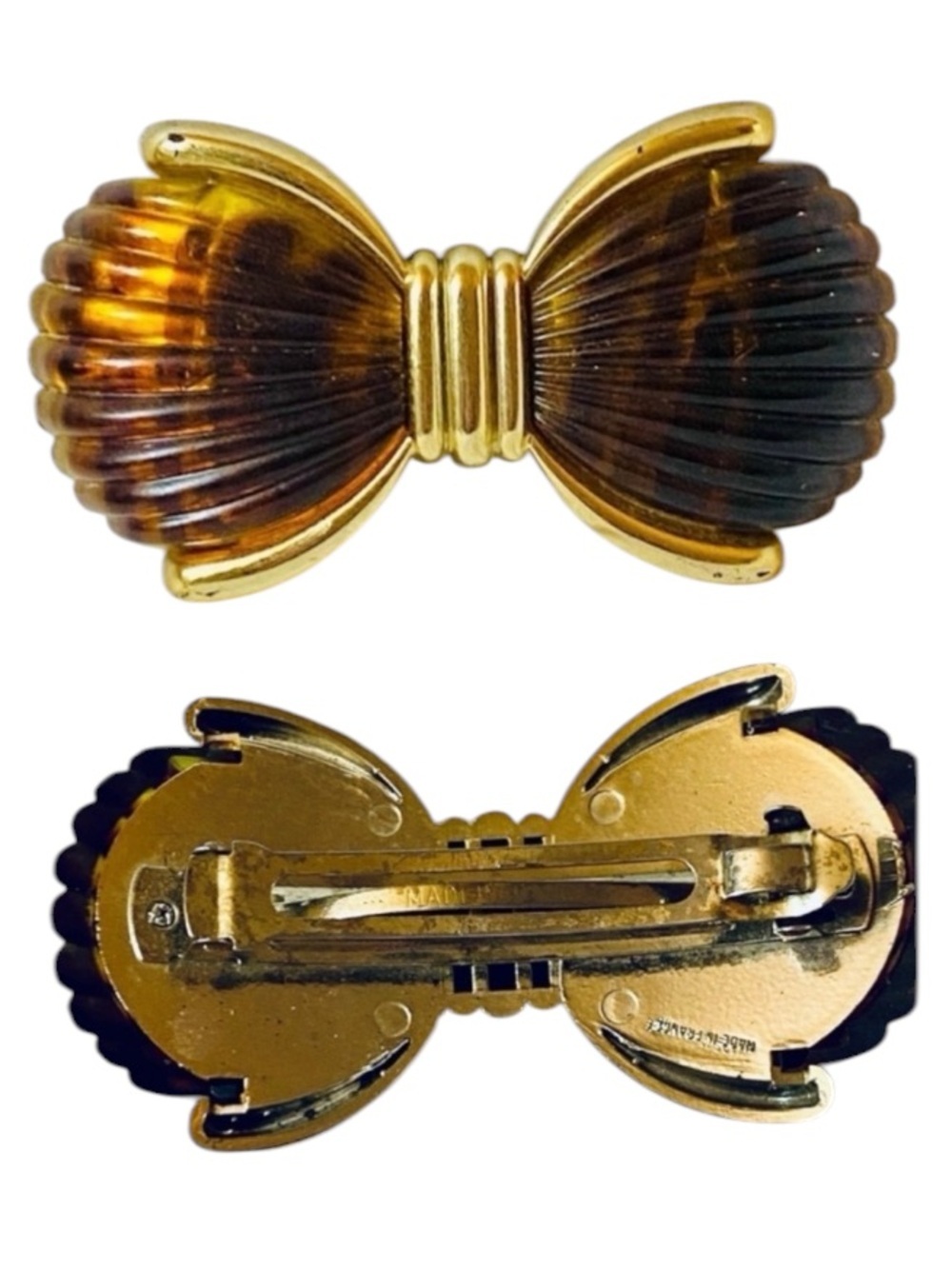 Vintage Faux Amber Lucite Hair Bow Barrette
